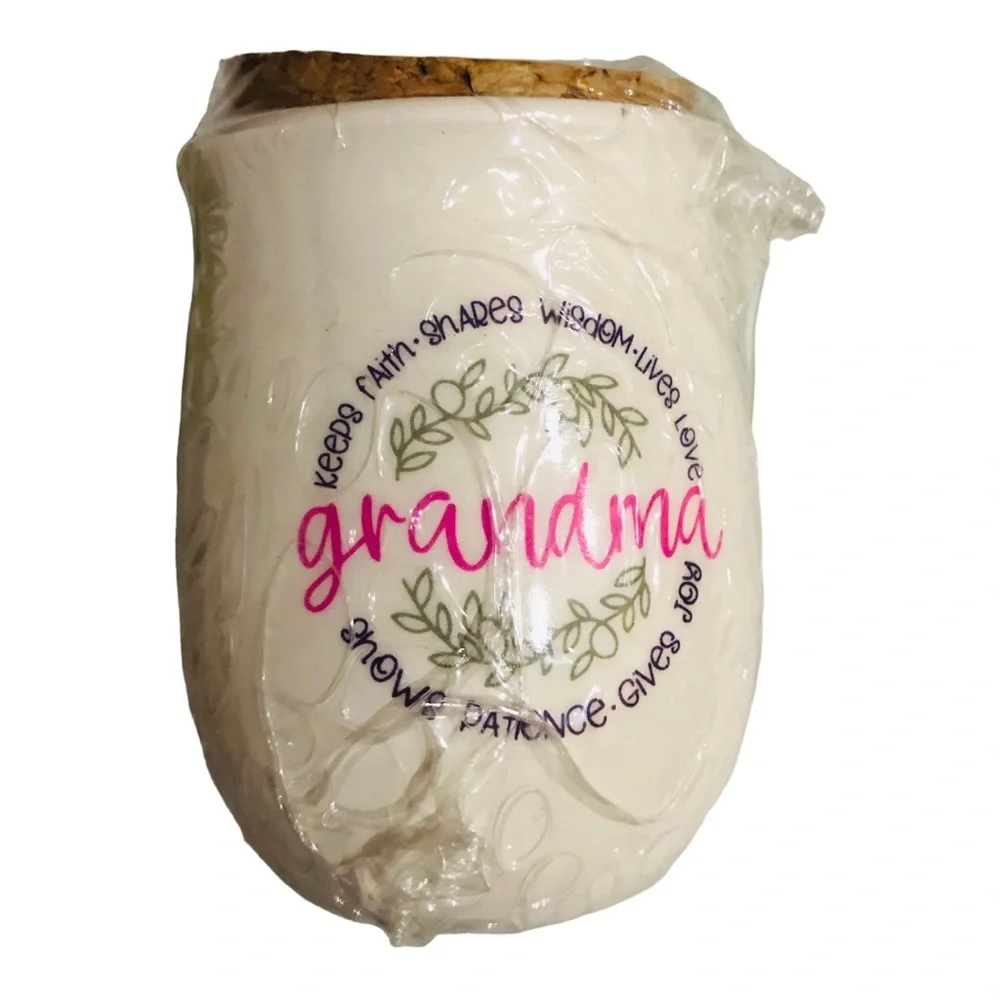 2 world’s best grandma mini cork topped‎ ceramic jars new